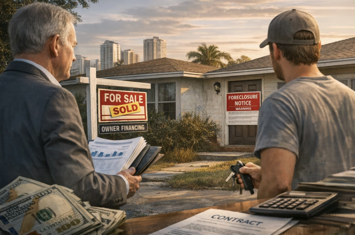 For Sale Sign located at a Florida Home that was financed by a proivate lender in a subject-to deal