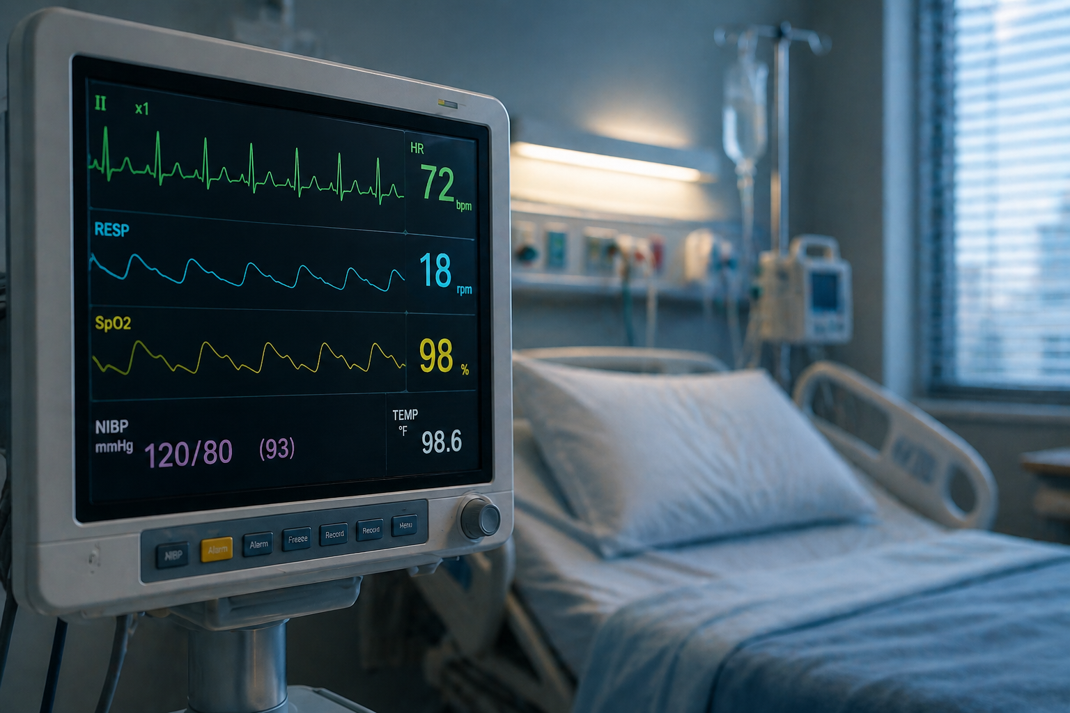 EKG Heart Monitor in Hospital Room